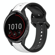 Per Garmin Vivoactive4 22mm Convex Loop Cinturino in silicone bicolore (bianco + nero)