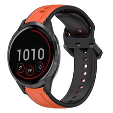 Per Garmin Vivoactive4 22mm Convex Loop Cinturino in silicone bicolore (arancione + nero)