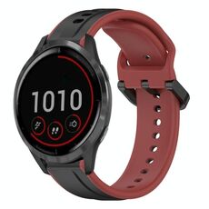 Per Garmin Vivoactive4 22mm Convex Loop Cinturino in silicone bicolore (nero + rosso)