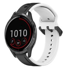 Per Garmin Vivoactive4 22mm Convex Loop Cinturino in silicone bicolore (nero + bianco)