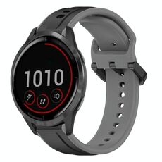Per Garmin Vivoactive4 22mm Convex Loop Cinturino in silicone bicolore (nero + grigio)