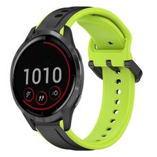 Per Garmin Vivoactive4 22mm Convex Loop Cinturino in silicone bicolore (nero + lime)