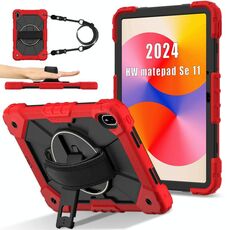 Per Huawei MatePad SE 11 2024 Custodia per tablet PC ibrida in silicone con robot a contrasto di colore (rosso nero)