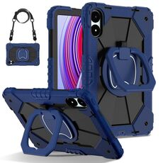Per Xiaomi Poco Pad 12.1 Custodia per tablet PC ibrido in silicone con robot a colori contrastanti (blu navy e nero)