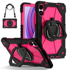 Per Xiaomi Poco Pad 12.1 Custodia per tablet PC ibrido in silicone con robot a contrasto di colore (nero rosa rosso)