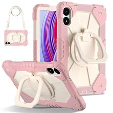 Per Xiaomi Poco Pad 12.1 Custodia per tablet PC ibrido in silicone con robot a contrasto di colore (oro rosa beige)