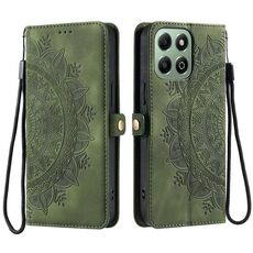 Custodia per telefono in pelle goffrata con effetto pelle Totem per Honor X6b / X6a (verde scuro)