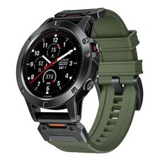 Per Garmin Fenix ​​7X cinturino in gomma con fibbia in acciaio a sgancio rapido (verde militare)