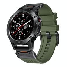 Per Garmin Fenix ​​7 cinturino in gomma con fibbia in acciaio a sgancio rapido (verde militare)