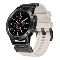 Per Garmin Fenix ​​7 cinturino in gomma con fibbia in acciaio a sgancio rapido (Starlight)