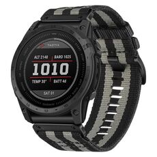 Per cinturino in nylon e tela a sgancio rapido Garmin Fenix ​​7 (nero grigio)