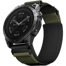 Per Garmin Fenix ​​7X Nylon Loop Hook And Loop Fastener Quick Release Watch Band (verde militare)