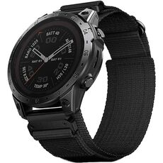 Per Garmin Fenix ​​7 Nylon Loop Hook And Loop Fastener Quick Release Watch Band (Nero)