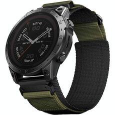 Per Garmin Fenix ​​7 Nylon Loop Hook And Loop Fastener Quick Release Watch Band (verde militare)