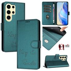 Per Samsung Galaxy S24 Ultra 5G Smile Embossing RFID Custodia in pelle per telefono (verde pavone)