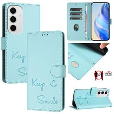 Per Samsung Galaxy S24 FE 5G Smile Embossing RFID Custodia in pelle per telefono (verde menta)