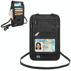 HAWEEL Portafoglio da collo per passaporto, organizer per documenti, porta carte di credito (nero)