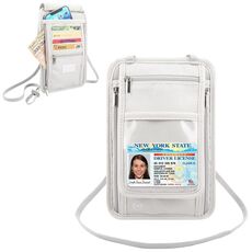 HAWEEL Portafoglio da collo per passaporto, organizzatore di documenti, porta carte di credito (grigio)