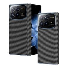 Per Xiaomi MIX Fold 4 Custodia per telefono con cerniera in fibra di carbonio (nero)