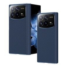 Per Xiaomi MIX Fold 4 Custodia pieghevole per telefono con motivo in fibra di carbonio elettrolitica con cerniera (blu)