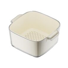 Cestello di drenaggio a doppio strato per cucina, portaoggetti per frutta e verdura, stile: bianco latte piccolo