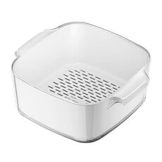 Cestello di drenaggio a doppio strato per cucina, portaoggetti per frutta e verdura, stile: bianco grande