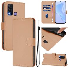 Per vivo Y30 4G Custodia per telefono in pelle tinta unita con cordino Global Skin Feel (nudo)