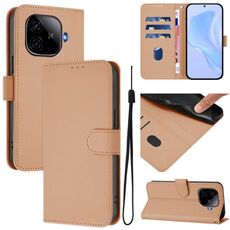 Per vivo iQOO Z9 5G / Z9 Turbo 5G Custodia in pelle tinta unita con cordino (nudo)