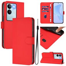 Per vivo V29 5G Global / V29 Pro Custodia in pelle tinta unita con cordino (rosso)