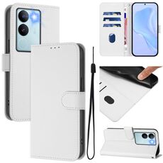 Per vivo V29 5G Global / V29 Pro Custodia in pelle tinta unita con cordino (bianco)