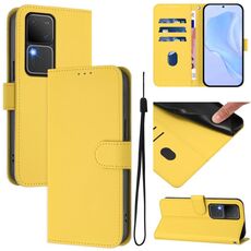 Per vivo V30 5G Global / V30 Pro Global Custodia in pelle tinta unita con cordino (giallo limone)