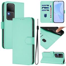 Per vivo V30 5G Global / V30 Pro Global Custodia in pelle tinta unita con cordino (verde menta)