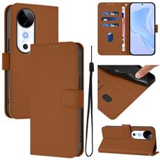 Per vivo S19 Custodia in pelle tinta unita con cordino (marrone)