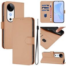 Per vivo S19 Custodia per telefono in pelle tinta unita con cordino (nudo)