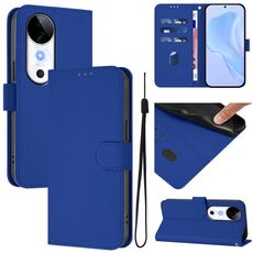 Per vivo S19 Custodia in pelle tinta unita con cordino (blu scuro)