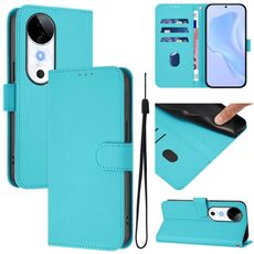 Per vivo S19 Custodia in pelle tinta unita con cordino (Lake Blue)