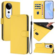 Per vivo S19 Pro Custodia in pelle tinta unita con cordino (giallo limone)