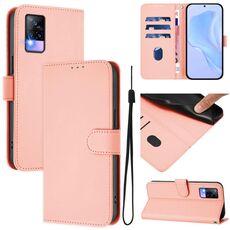 Per vivo V20 / V21E 4G / Y73 2021 Custodia in pelle tinta unita con cordino (rosa)