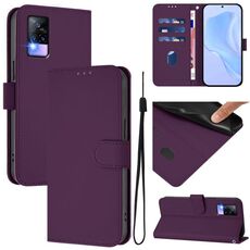 Per vivo V20 / V21E 4G / Y73 2021 Custodia in pelle tinta unita con cordino (viola)