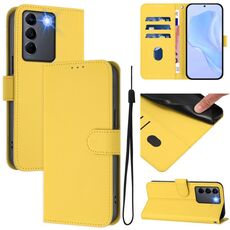 Per vivo V27E 4G Global / T2 4G Global Custodia in pelle tinta unita con cordino (giallo limone)