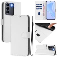 Per vivo V27E 4G Global / T2 4G Global Custodia in pelle tinta unita con cordino (bianco)
