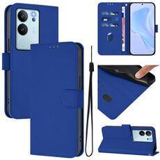Per vivo V29E 5G Global / Y200 5G Global Custodia in pelle tinta unita con cordino (blu scuro)