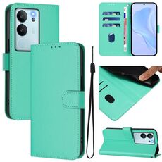 Per vivo V29E 5G Global / Y200 5G Global Custodia in pelle tinta unita con cordino (verde)