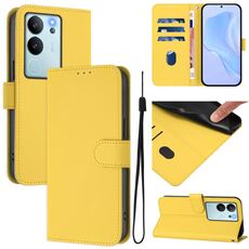 Per vivo V29E 5G Global / Y200 5G Global Custodia in pelle tinta unita con cordino (giallo limone)