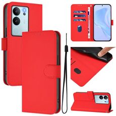 Per vivo V30 Lite 5G Custodia per telefono in pelle tinta unita con cordino Global Skin Feel (rosso)
