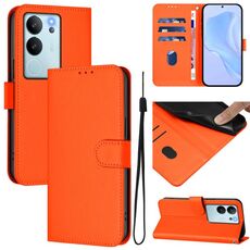 Per vivo V30 Lite 5G Custodia per telefono in pelle tinta unita con cordino Global Skin Feel (arancione)