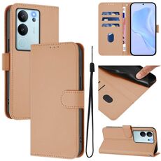 Per vivo V30 Lite 5G Custodia per telefono in pelle tinta unita con cordino Global Skin Feel (nudo)