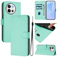 Per vivo V40 Lite 5G / V30E 5G Custodia per telefono in pelle tinta unita con cordino Global Skin Feel (verde menta)