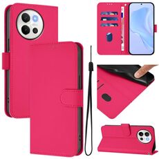 Per vivo V40 Lite 5G / V30E 5G Custodia per telefono in pelle tinta unita con cordino (rosso rosa)