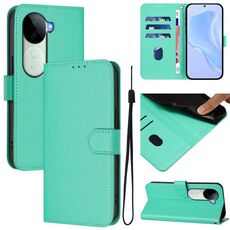 Per vivo V40E 5G India / iQOO Z9s 5G Custodia in pelle tinta unita con cordino (verde)